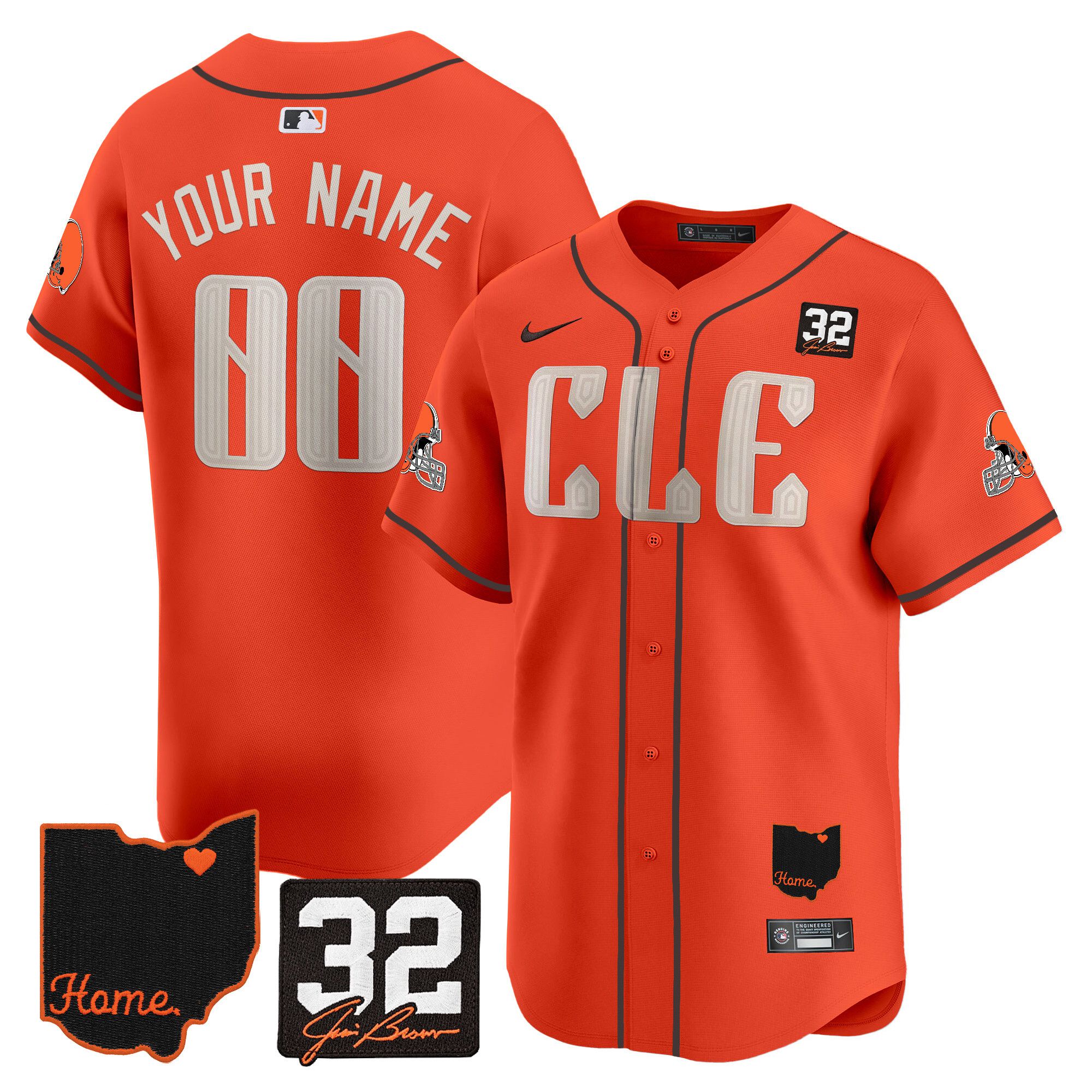 Men Cleveland Browns Orange Home Patch Vapor Premier Limited Custom 2024 Nike NFL Jersey